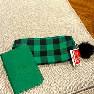 New with tags!! Green plaid clutch/passport cover